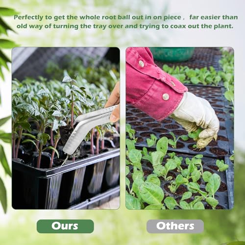 1PCS Seedling Transplant Tongs Stainless Steel Seedling Starters Remove Tongs Seedling Transplanting Tool Seedling Easy Transplanter with Anti-Slip Grasp Tips to Reduce Damage to Roots - color: 1PCS Silver