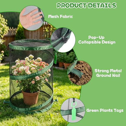 3Pcs Pop Up Plant Covers from Animals-20"x14" Foldable Mesh Plant Protector
