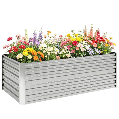Outsunny Galvanized Raised Garden Bed Kit, 6' x 3' x 2', Silver - color: Silver, size: 6' x 3' x 2'