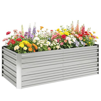 Outsunny Galvanized Raised Garden Bed Kit, 6' x 3' x 2', Silver - color: Silver, size: 6' x 3' x 2'