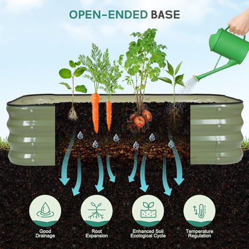 3 in 1 Galvanized Raised Garden Bed, 4x2x1ft, 2Pack, Green - color: Green, size: 4x2x1ft (2packs)