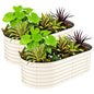 Garvee 2 Pack 6X3X2ft Galvanized Raised Garden Bed, Oval Metal Planter Box - color: Beige-oval, size: 6x3x2ft 2pcs