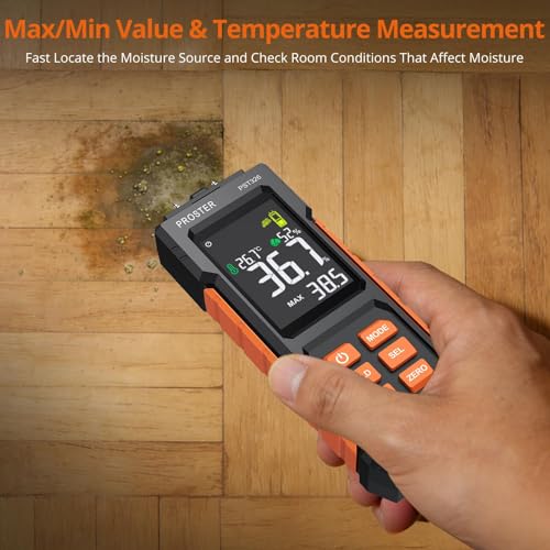 Proster 2-in-1 Moisture Meters Pin Pinless Tester for Wood/Drywall