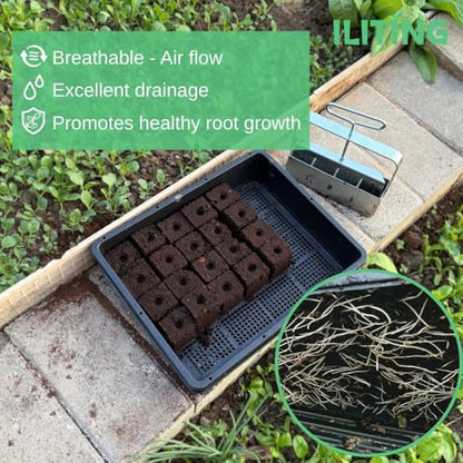 Soil Blocking Trays 15x12inch Mesh Tray 10 Pack Seed Starter Tray Mesh Bottom Trays for Soil Blocks, Seedling, Microgreen, Wheatgrass - size: 10P Mesh Trays