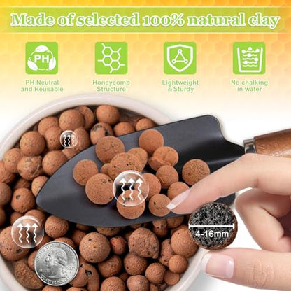 4LB Organic Leca Clay Pebbles for Plants, 4-16mm Natural Leca Balls - size: 4LB