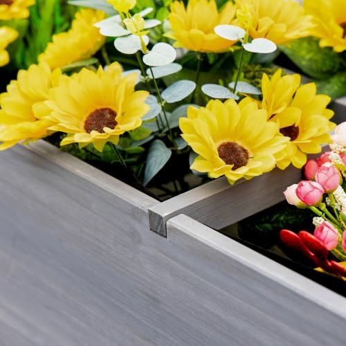 Outsunny Wooden Raised Garden Bed with 8 Grow Grids 49"x21"x34", Gray - color: Gray