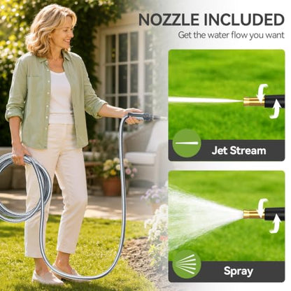 SPECILITE Expandable Metal Garden Water Hose 50 FT with Adjustable Nozzle - size: 50FT