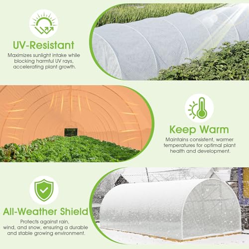 16 Mil Clear Plastic Tarps Heavy Duty Waterproof 8x10 FT,Green House Plastic Covering Sheeting,UV Resistant Greenhouse Cover Clear Tarp with Grommets for Garden,Farms,Nursery,Chicken Coop Winter Wrap - size: 8FT x 10FT 16Mil