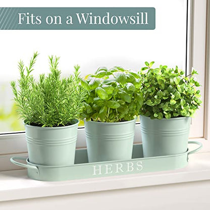 Barnyard Designs Indoor Herb Garden Planter Pots Set/3 (Soft Mint) - color: Soft Mint