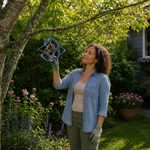 Red Carpet Studios The Original Cosmix Deluxe Helix Wind Spinner, Medium 14-Inch, Double Blue & Copper - color: Double Blue & Copper, size: Medium 14-Inch