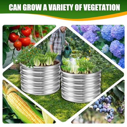 TBMLC 17" Tall Elevated Round Metal Raised Garden Bed Silver,2 FT Diameter - color: Silver, size: 2FT Diameter