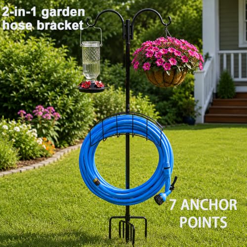 2-Pack Heavy Duty 7-Prong Garden Hose Holder with Dual Hooks - size: 2Pack-65IN-4 Hooks