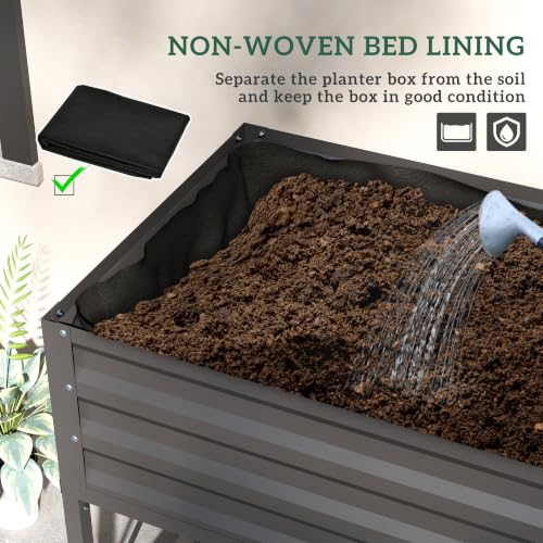 Outsunny Raised Garden Bed with Galvanized Steel Frame, Dark Gray - color: Dark Gray