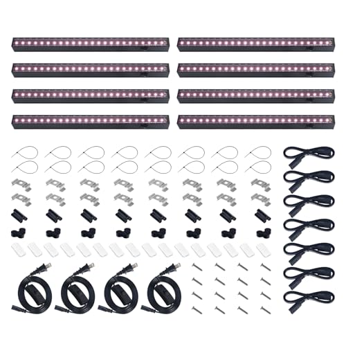 Barrina T5 Grow Lights for Greenhouses, 1FT 5W, Full Spectrum, 8 Packs - color: Pinkish White, size: 1FT-Black Cover
