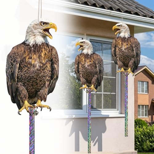 Fake Eagle to Keep Pigeon Woodpecker Away, 5 Pack Flat Cardboard Fake Eagle with Reflective Tape to Scare Animals Away for Outdoor Garden Balcony Window Patio Backyard - color: 5pcs-eagle