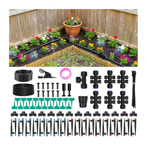230FT Drip Irrigation Kit with 36 Adjustable Emitters, Push-Fit System - size: 230FT