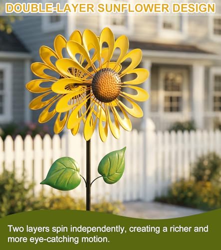 Wind Spinner Outdoor, Yard Decorations Outdoor, Sunflower Garden Decor