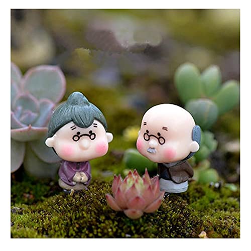 Miniature Fairy Garden Figurines Accessories, Micro Landscape, Plant Pots & Bonsai Craft Decor 2PCS - color: Old Couple