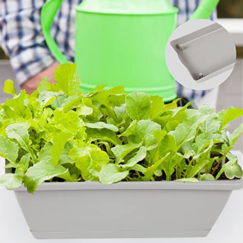8pcs Window Box Planter,Rectangle Plastic Vegetable Flower Planters Boxes - color: Gray