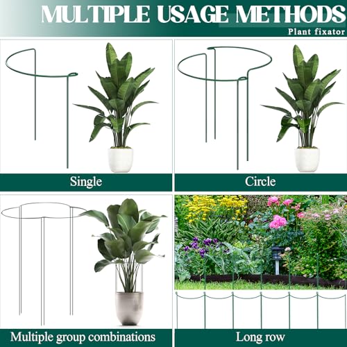 6-Pack 38.7” Plant Support Stakes, Steel Plant Cage & Peony Tomato Hydrangea Cage, Garden Stakes for Outdoor Plants, Heavy-Duty Plant Stakes, 16.7” Support + 22” Extension Tubes - size: 40in
