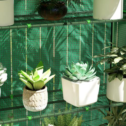 Outsunny 4 Tier Mini Greenhouse Roll-Up Door 41.3" x 17.7" x 63" Green
