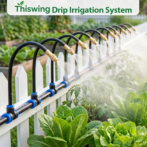 Thiswing 50FT 360° Adjustable Irrigation System for Garden - size: 50 FT