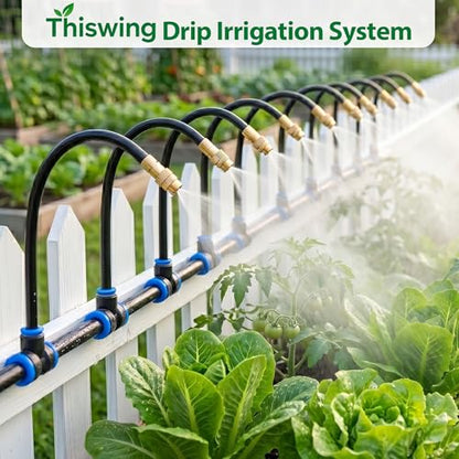 Thiswing 50FT 360° Adjustable Irrigation System for Garden - size: 50 FT