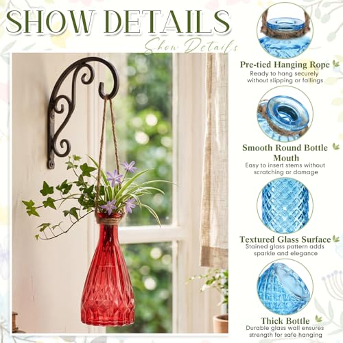 6 Pcs Stained Glass Hanging Propagation Vases, Bright - color: Saturation Colorful Series