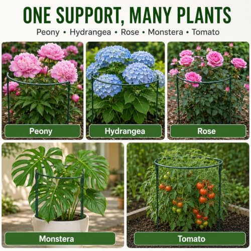6-Pack Peony Cages and Supports,14"/25" Tall Adjustable for Garden Plant