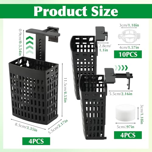 4 Pack Adjustable Aquarium Plant Holders, Hanging Hydroponic Baskets