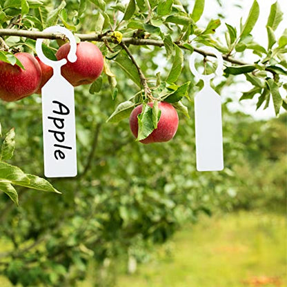 KINGLAKE GARDEN 100Pcs White Plastic Plant Tree Tags Ring Tag