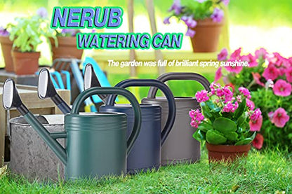 Watering Can 1 Gallon for Indoor Plants, Garden Watering Cans Outdoor Plant House Flower, Gallon Watering Can Large Long Spout with Sprinkler Head (Green) - color: Green