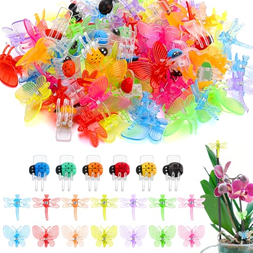 100Pcs Orchid Clips Butterfly Ladybug Plant Clips Orchid Support Clips