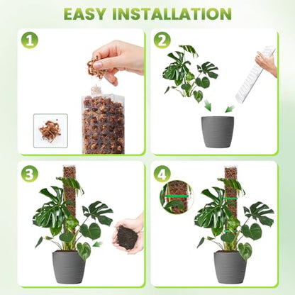 EOX Plastic Moss Pole for Monstera and Climbing Plants, 24-Inch, 6-Pack
