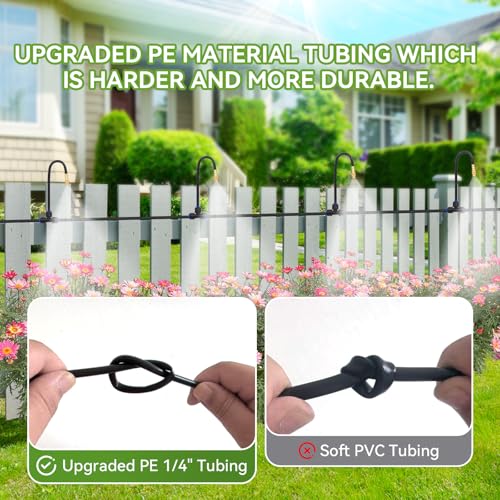 Drip Irrigation System Kit 60ft Garden Watering Misting System - size: 60ft+12pcs nozzles and connectors