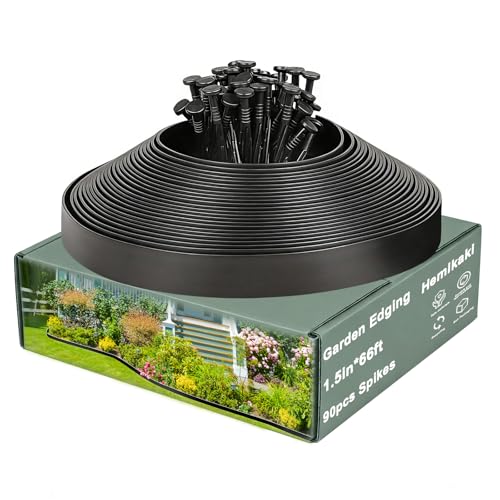 1.5 Inch x 66FT Garden Edging Border,Landscaping with 90pcs Spikes - size: 1.5IN x 66FT
