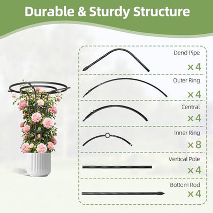 43 Inch Umbrella Trellis for Climbing Plants Outdoor - color: 3 Floors/Black