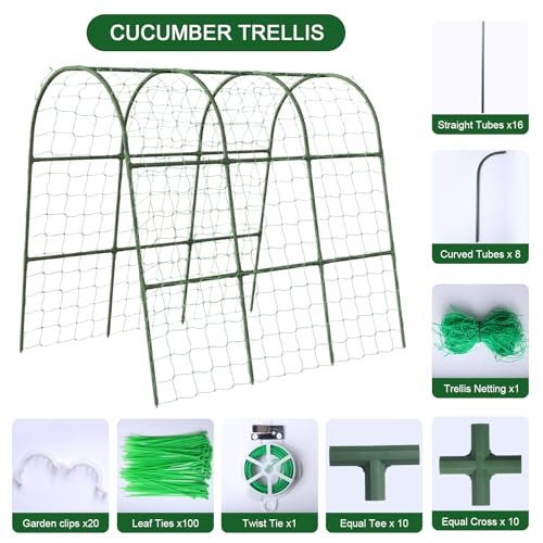 47"x47"x22" U-Shape Cucumber Trellis, Metal Plant Support with Net - size: 47"x 47"X22" -1pcs