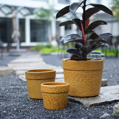 Ceramic Plant Pots with Drainage Hole, 9/12/15 Inch, Yellow - color: Yellow