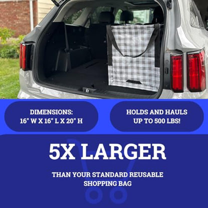 DURASACK Heavy Duty Storage Tote Bag 22-Gallon, Gingham Gray, Pack of 4 - color: Gingham Gray, size: Pack of 4
