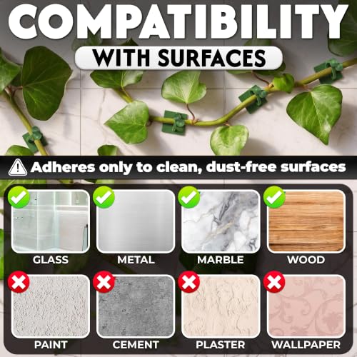 110 Pcs Self-Adhesive Climbing Plant Wall Clips for Vines (Green) - color: Green