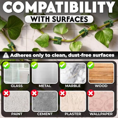 110 Pcs Self-Adhesive Climbing Plant Wall Clips for Vines (Green) - color: Green