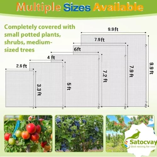 Extra Large 1Pack 18×20Ft Fruit Tree Netting with Drawstring & Zipper - Reusable Plant Protection Bag, Heavy Duty PE Mesh Cover for Blueberry Bushes - Blocks Birds/Deer/Squirrels - size: 18×20Ft
