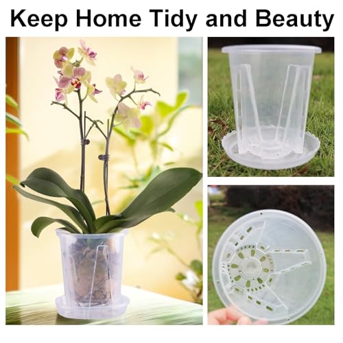 Orchid Pot 6 Pack 4.7 Inch Clear Nursery Pots for Plants with Drainage Hole - size: 4.7 Inch