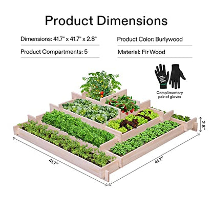 VIVOSUN 5-Tier Wooden Raised Garden Bed, Outdoor Planter Box 42x42x14 - size: 42 x 42 x 14 Inches (5-Tier)