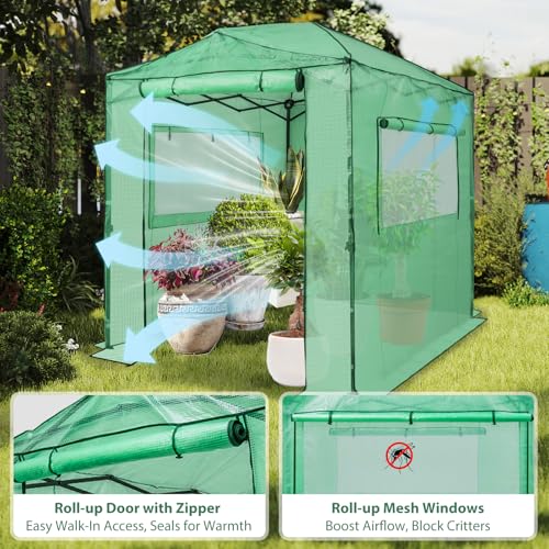 EAGLE PEAK 8x6 Easy Setup Pop Up Greenhouse, Clear/Green - color: Clear/Green, size: 8x6