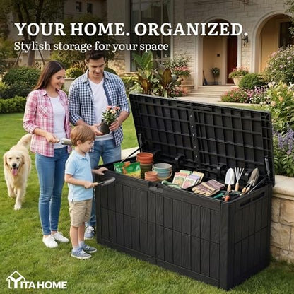 YITAHOME 110 Gallon Outdoor Deck Box - color: Black, size: 110 Gallon
