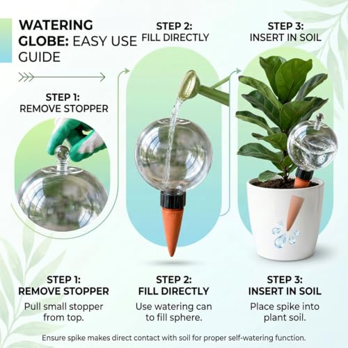 2 Pack 26 oz Extra Large Plant Self Watering Globes to 3 Weeks Watering - size: 2 pack