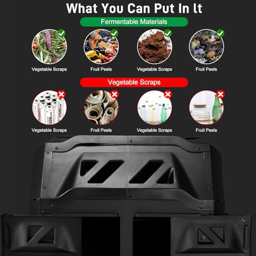 Outvita 43 Gallon Outdoor Compost Bin, Dual Chamber Tumbling Composter