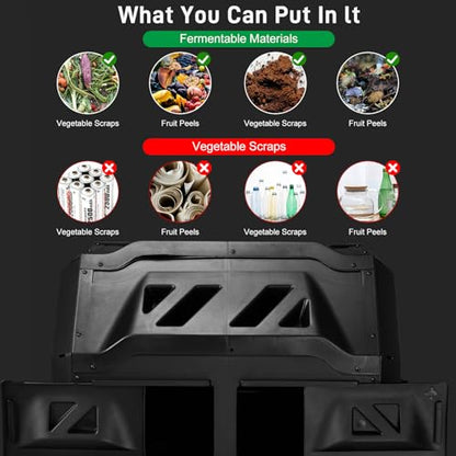 Outvita 43 Gallon Outdoor Compost Bin, Dual Chamber Tumbling Composter